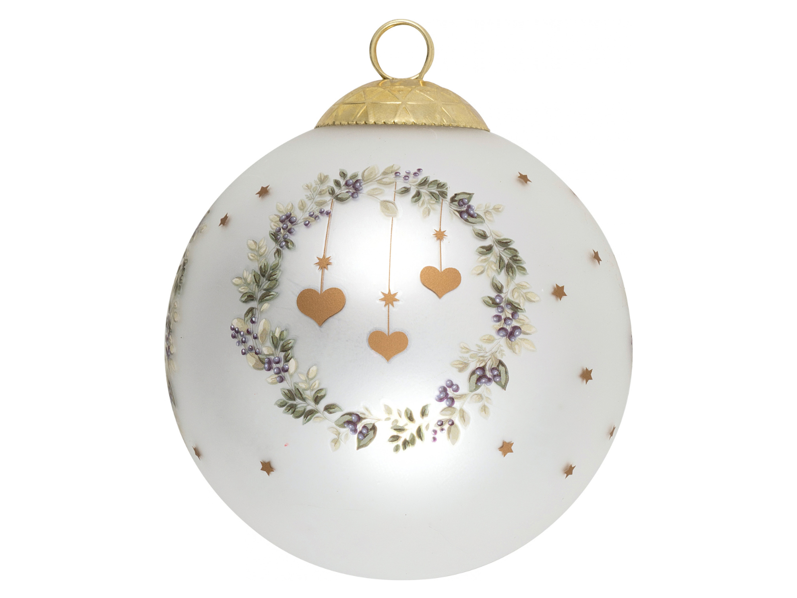Greengate Zelda Christbaumkugel Glas weiß 8cm - Produktbild 1