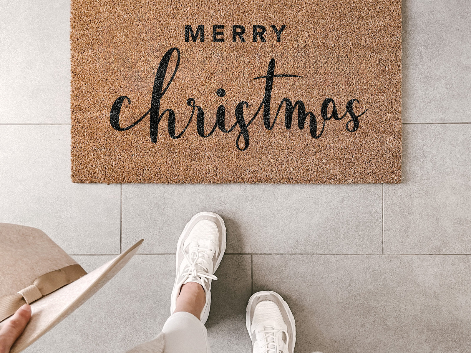 Eulenschnitt Kokos Fußmatte Merry Christmas beige 75x45cm - Produktbild 5