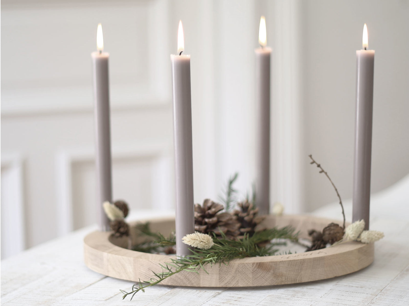 Eulenschnitt Adventskranz aus Eiche 36cm - Produktbild 2