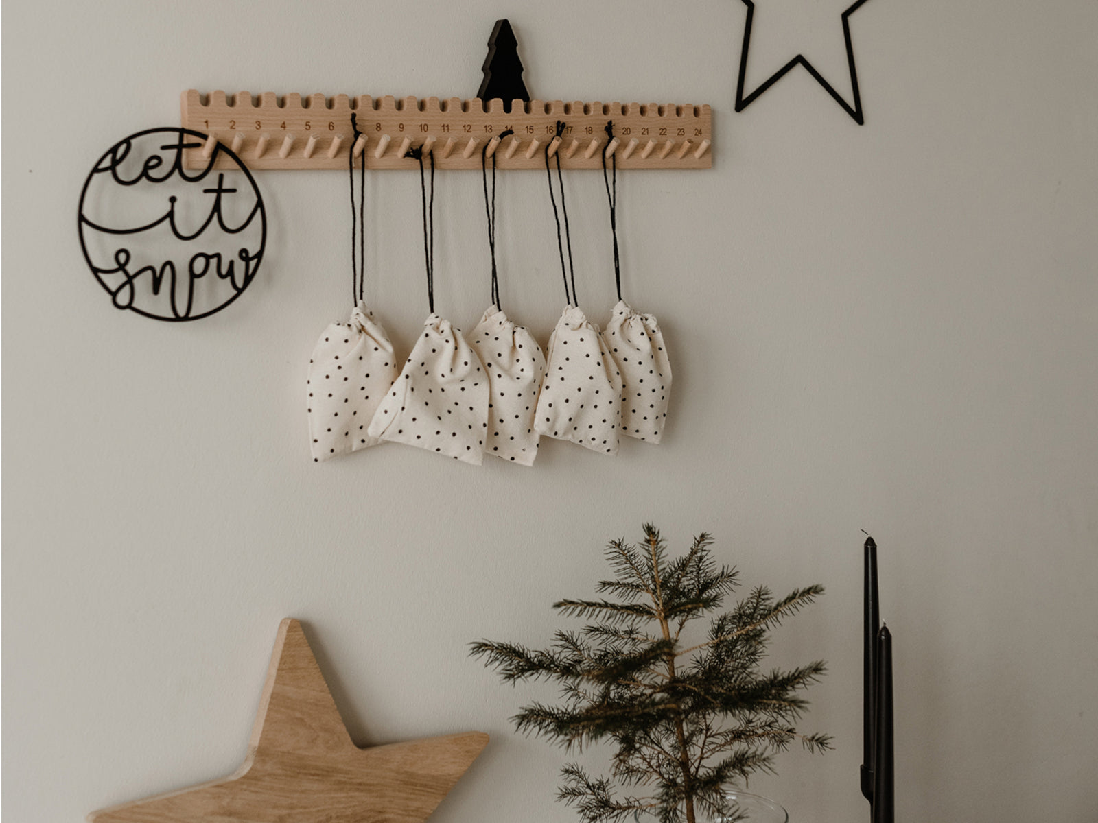 Eulenschnitt Adventskalender aus Buche Tanne  55cm - Produktbild 4