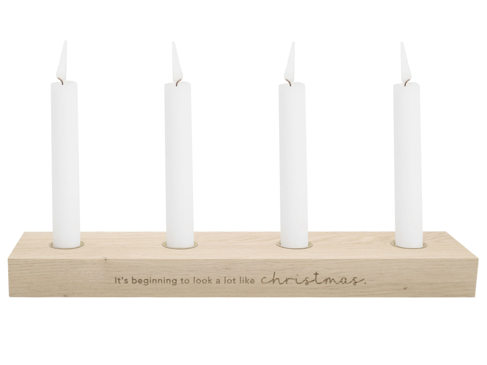 Eulenschnitt Adventskerzenbrett aus Eiche Christmas 35cm - Produktbild 2