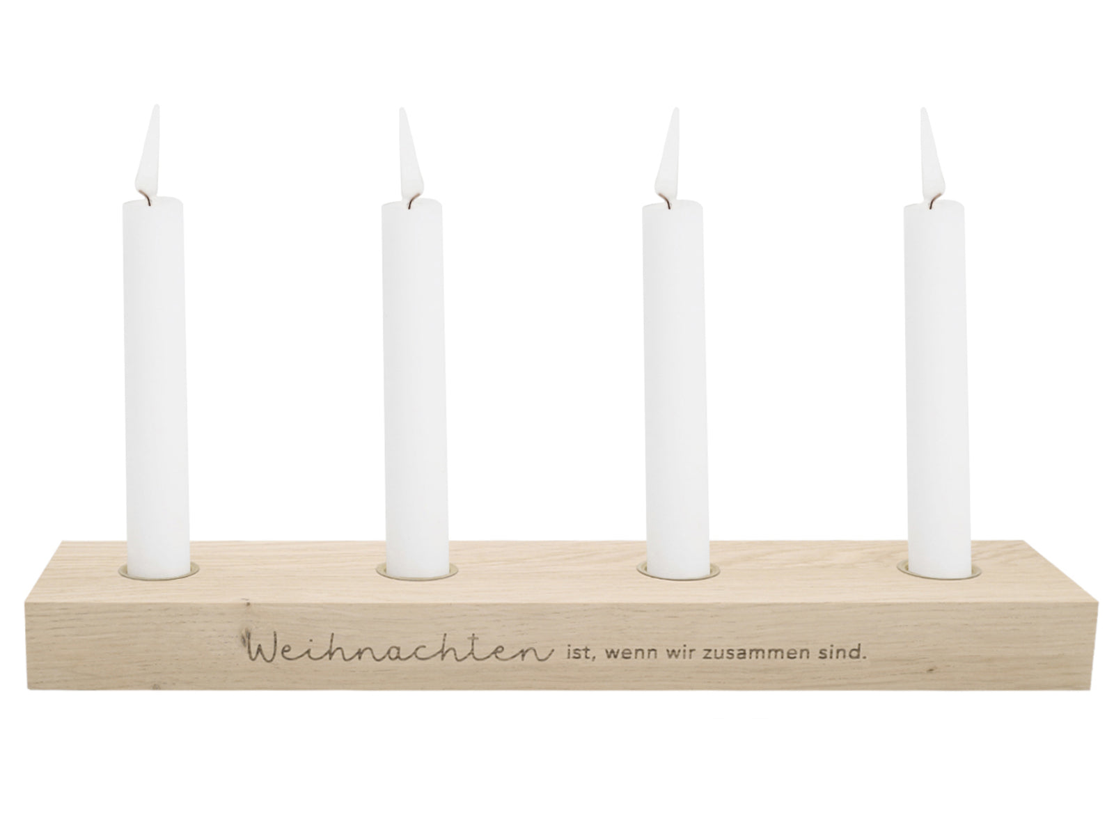 Eulenschnitt Adventskerzenbrett aus Eiche Weihnachten 35cm - Produktbild 2