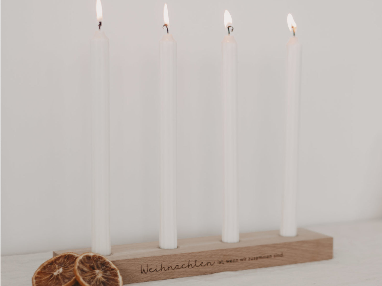 Eulenschnitt Adventskerzenbrett aus Eiche Weihnachten 35cm - Produktbild 5