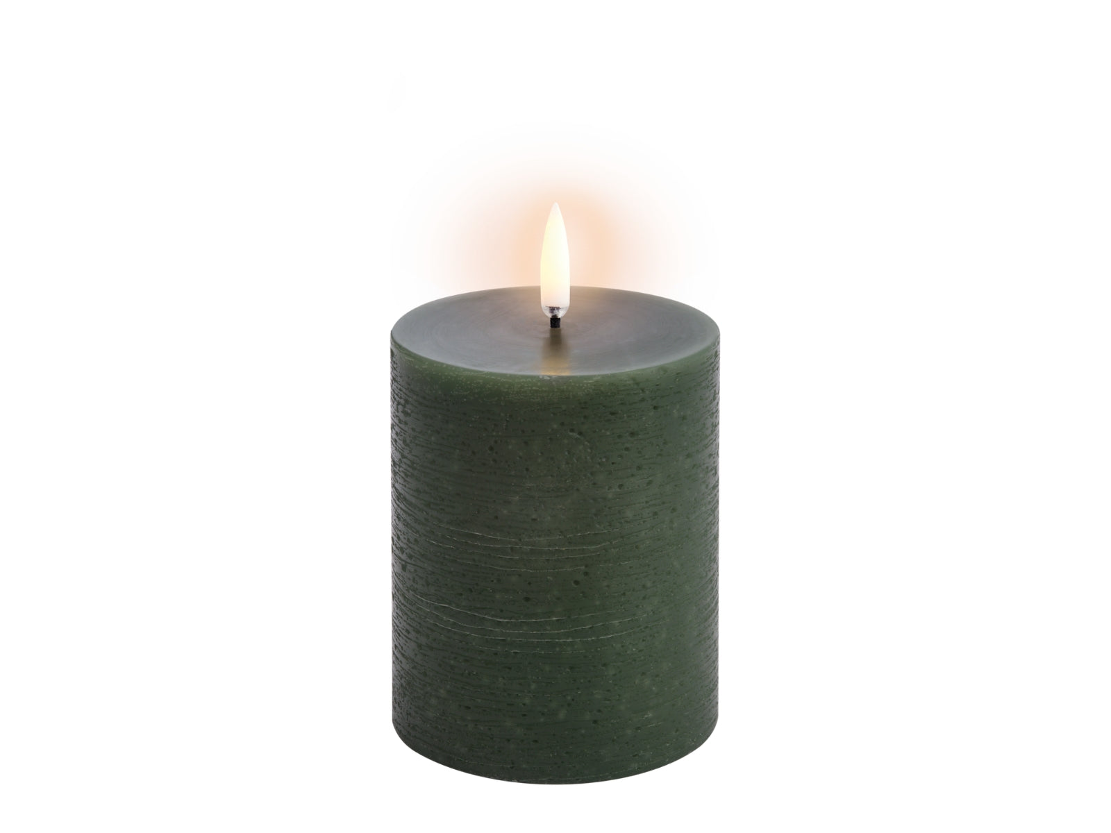 UYUNI LIGHTING Pillar LED-Kerze Rustic olive green 15,2cm