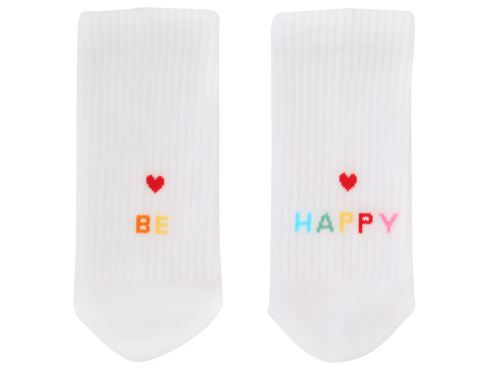 Eulenschnitt Socken be happy weiß M Gr.39-42