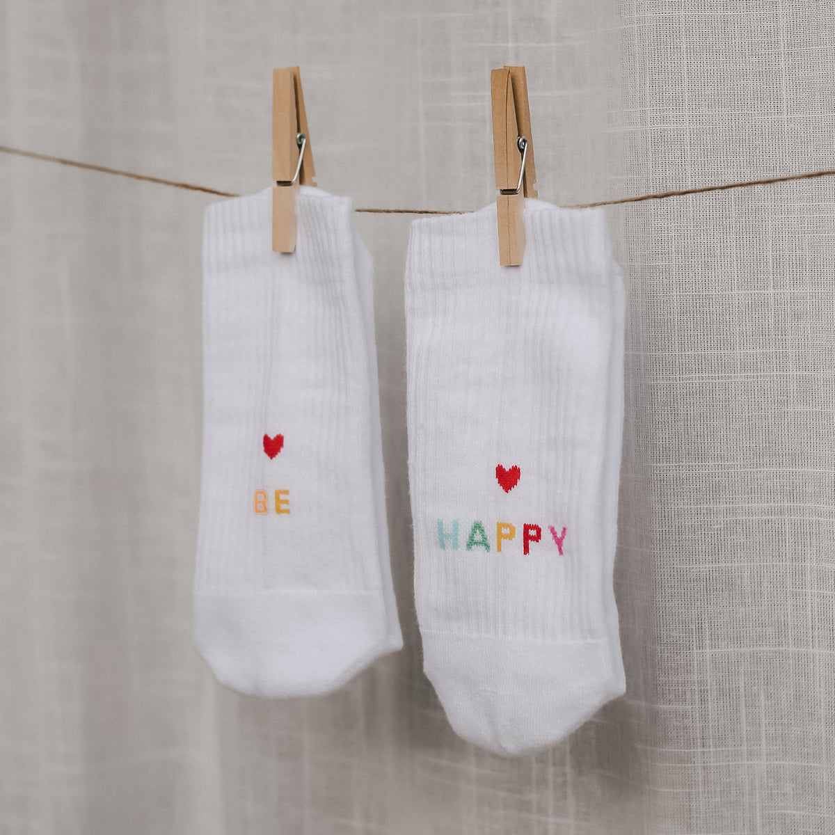 Eulenschnitt Socken be happy weiß M Gr.39-42 - Produktbild 3
