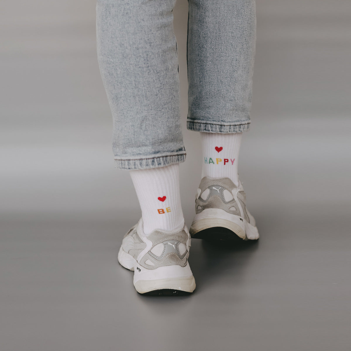 Eulenschnitt Socken be happy weiß M Gr.39-42 - Produktbild 4