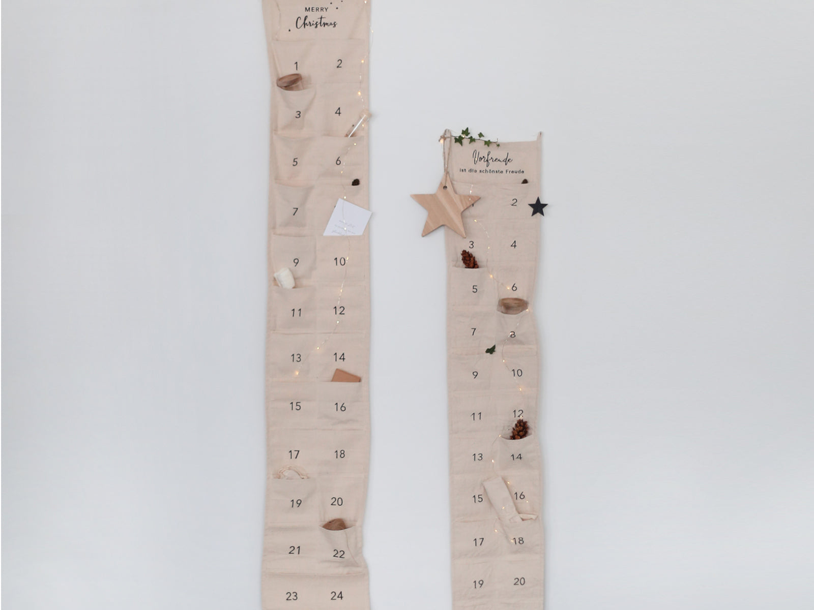 Eulenschnitt Adventskalender Merry Christmas beige 180x30cm - Produktbild 3