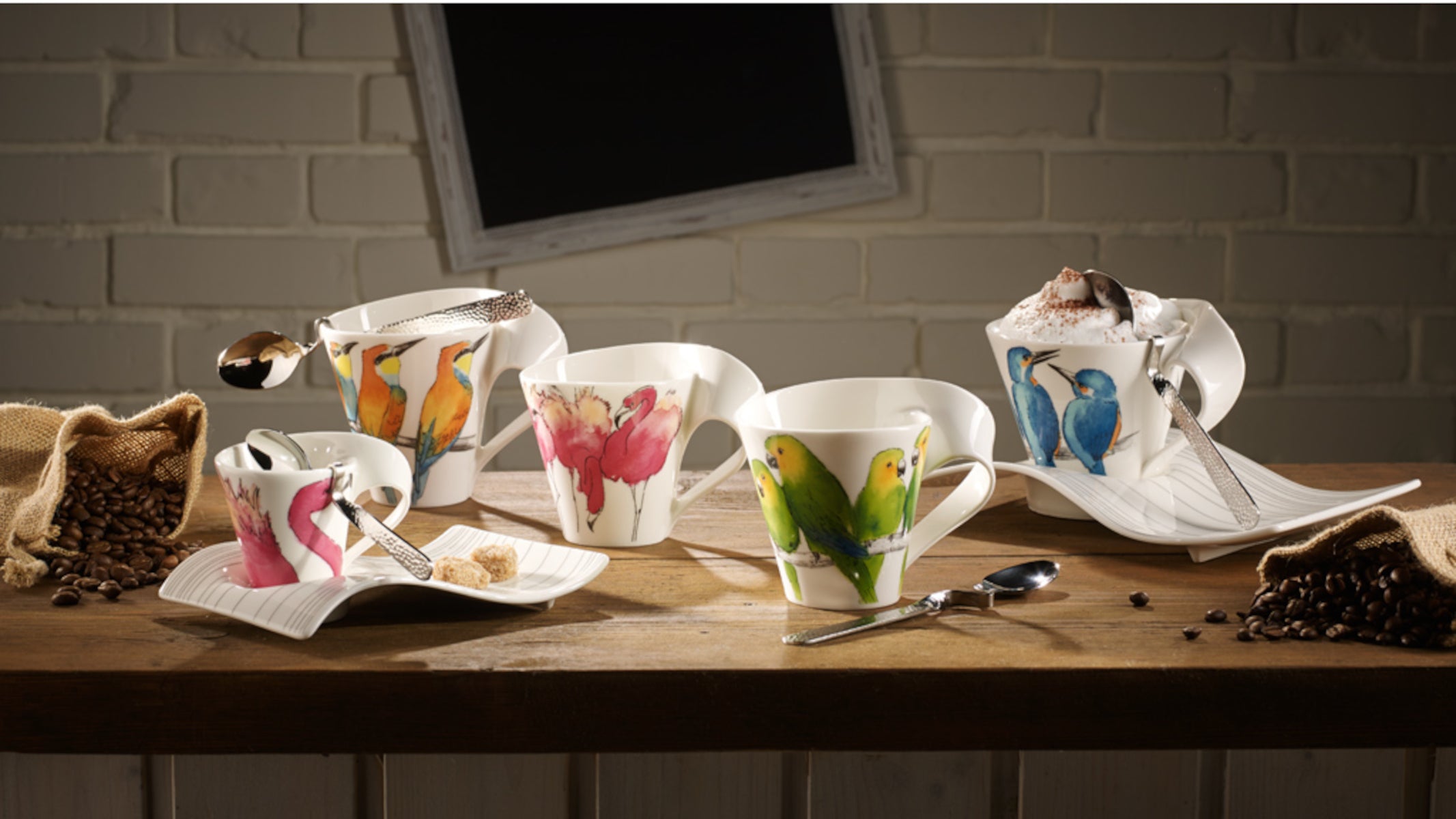 Villeroy & Boch New Wave Caffe Becher m. Henkel Braunwangensittich - Produktbild 3