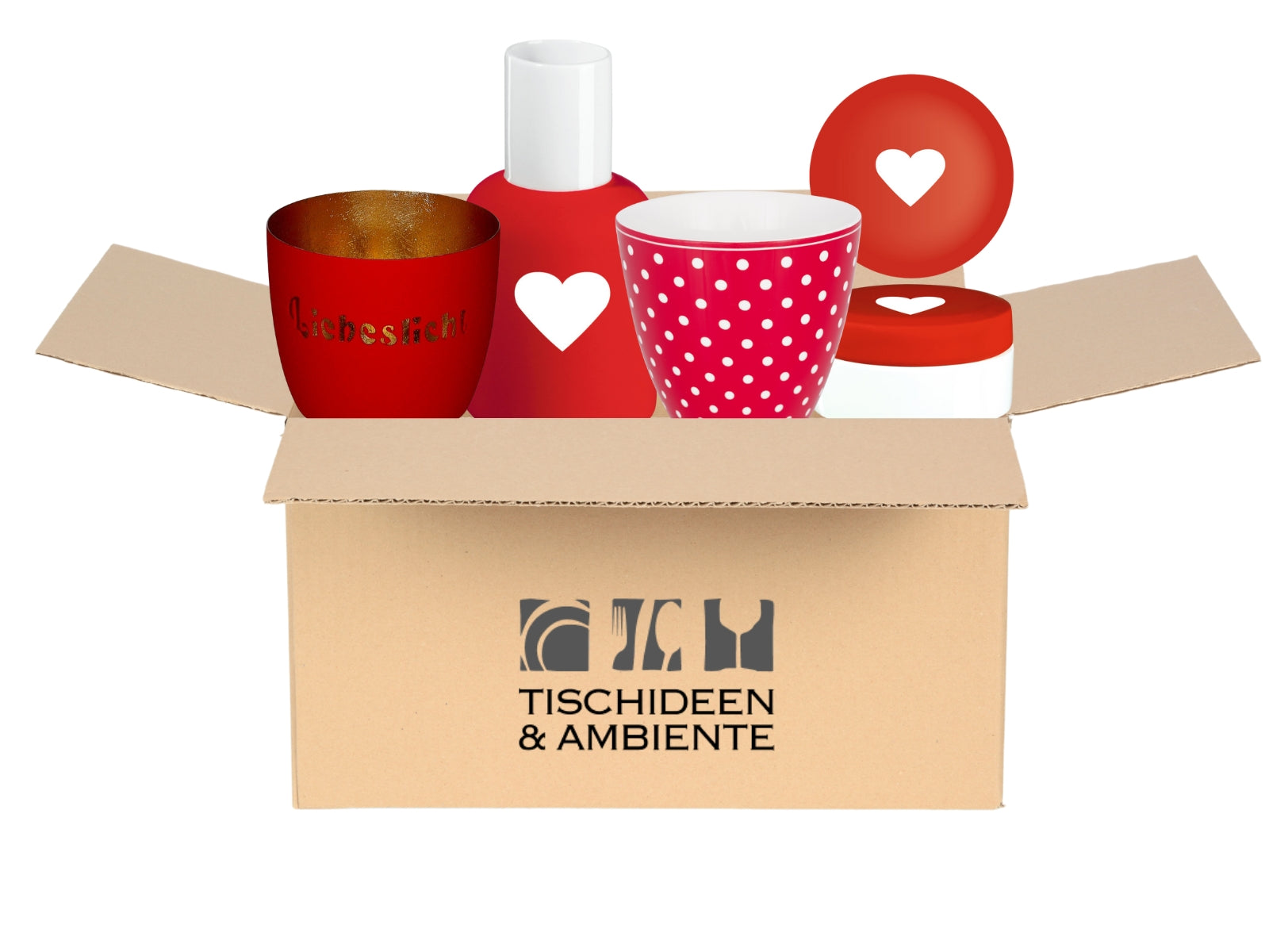 Geschenkbox rot 4tlg - Liebe